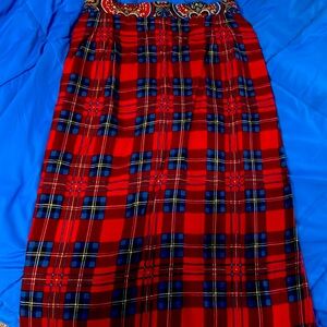 Stonebridge paisley and plaid skirt size 8 red/blue